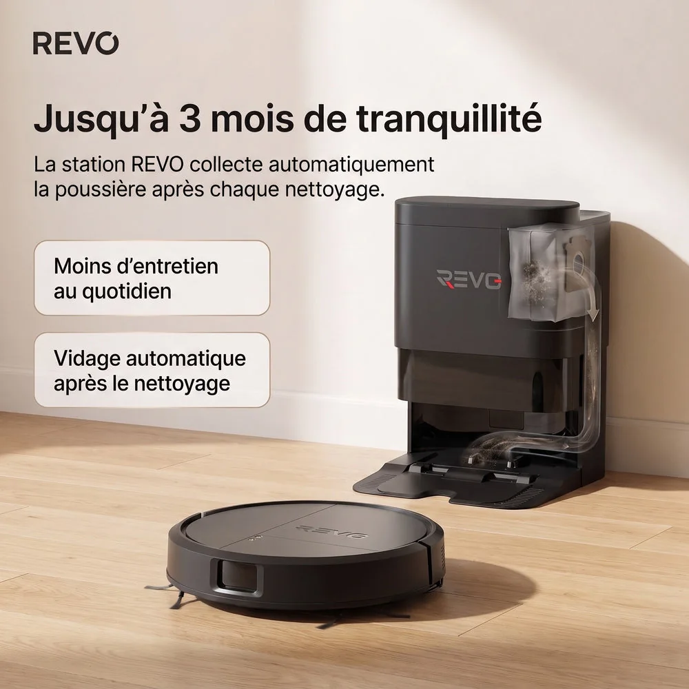 Robot Aspirateur Laveur REVO Vector 15 – 15 000 Pa avec Station de Vidage Automatique & Navigation LiDAR - 5