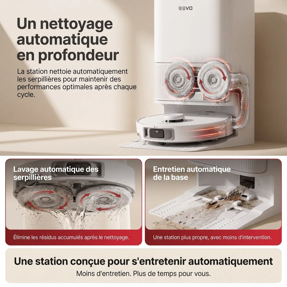 Robot Aspirateur Laveur REVO Vortex 19 – 19 000 Pa avec Station Automatique & Navigation Intelligente - 5