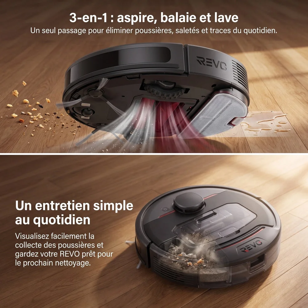 Robot Aspirateur REVO Vector 5 –  Laveur 3-en-1 5 000 Pa avec Navigation Intelligente & Contrôle Connecté - 4