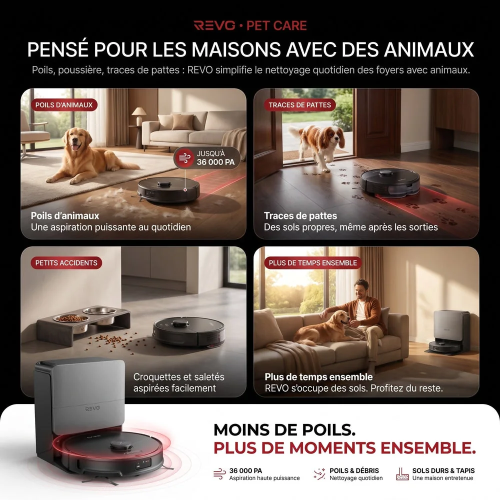 Robot Aspirateur Laveur REVO S20 Ultra – 36 000 Pa – Navigation 3D – Station Automatique - 6