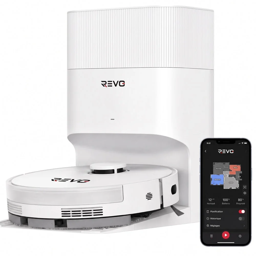 Robot Aspirateur Laveur REVO Vortex 13 –  13 000 Pa avec Station Auto-Vidage & Navigation Laser