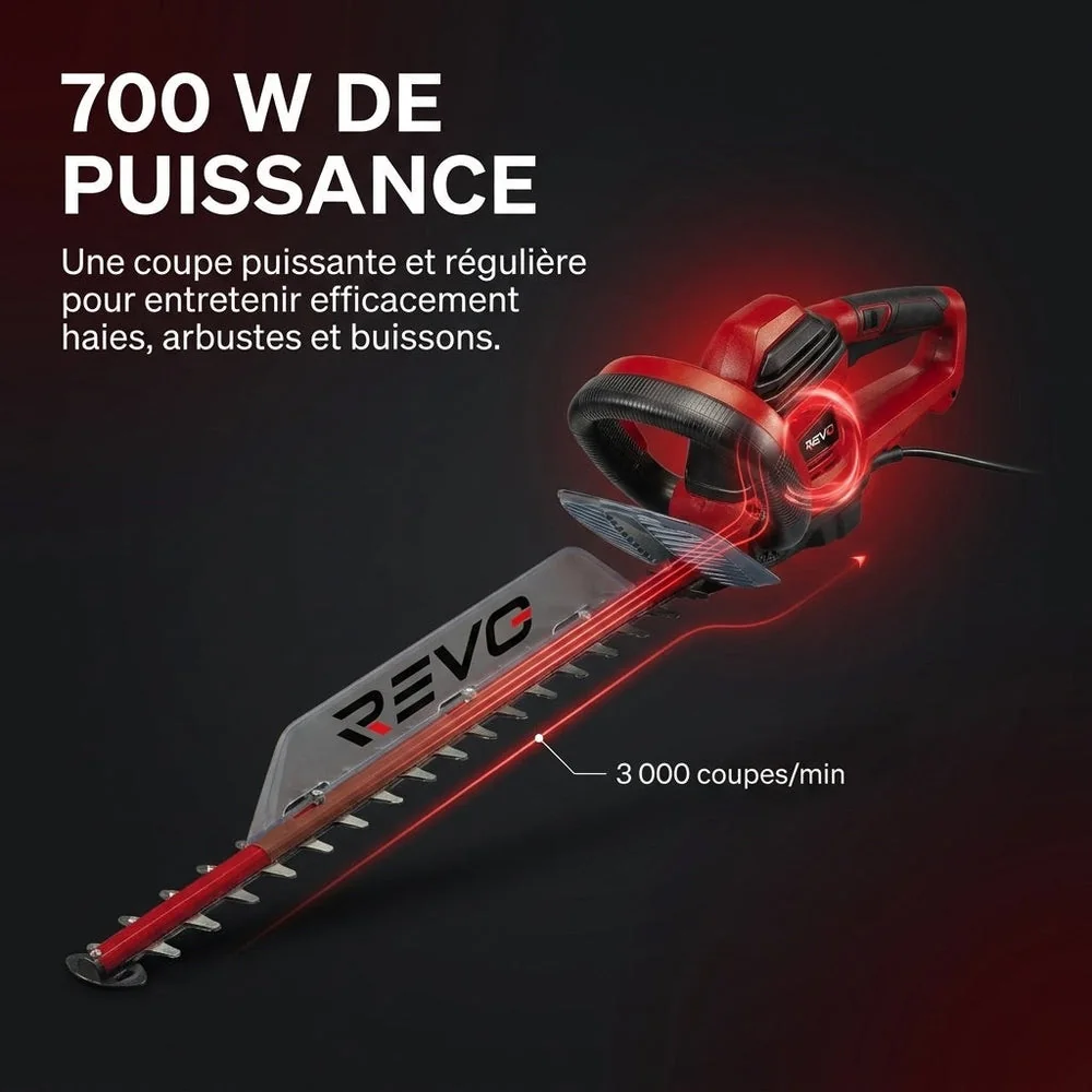 Taille-Haie Électrique REVO Blade 67 – 700 W – Lame 71 cm – Coupe 67 cm – Écartement 30 mm – Poignée Pivotante - 4