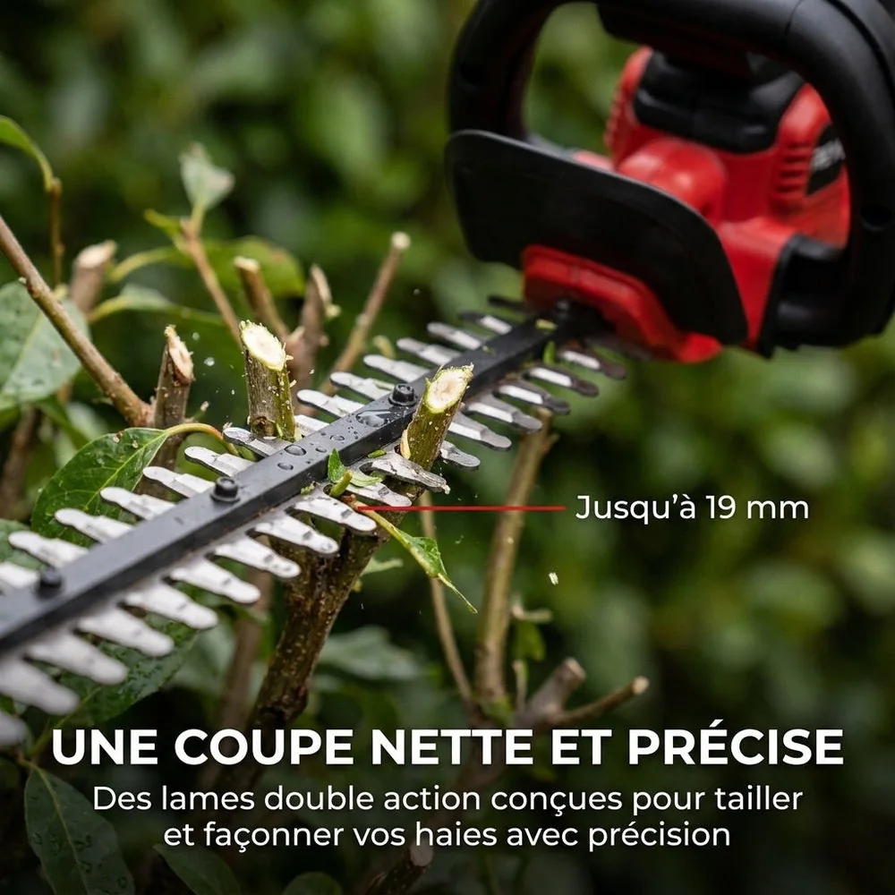 Taille-Haie Sans Fil REVO Silex 55 – 18 V – Lame 55 cm – Coupe jusqu’à 19 mm – Autonomie jusqu’à 75 min - 4