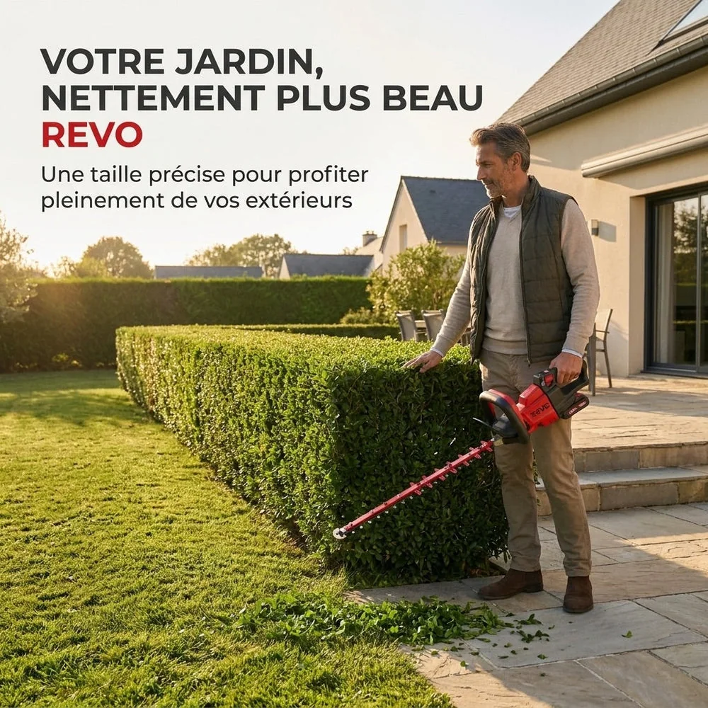 Taille-Haie Sans Fil REVO Stratos 60 – 18 V – Lame 60 cm – Moteur Sans Charbon – 4 400 cps/min – Espacement 35 mm - 5