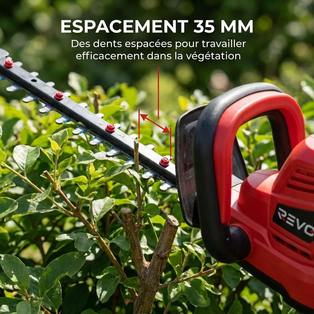 Taille-Haie Sans Fil REVO Vektor 50 – 18 V – Lame 50 cm – Moteur Sans Charbon – 3 Vitesses – Espacement 35 mm - 5