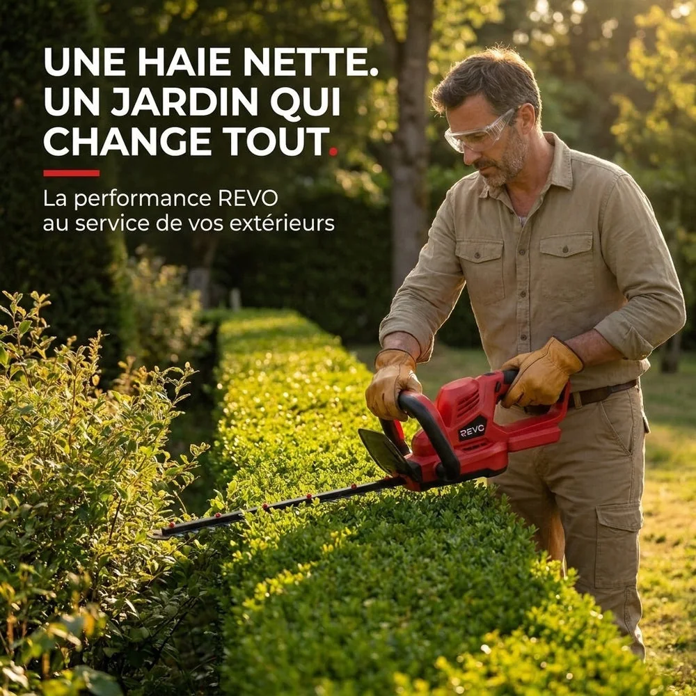 Taille-Haie Sans Fil REVO Vektor 50 – 18 V – Lame 50 cm – Moteur Sans Charbon – 3 Vitesses – Espacement 35 mm - 6
