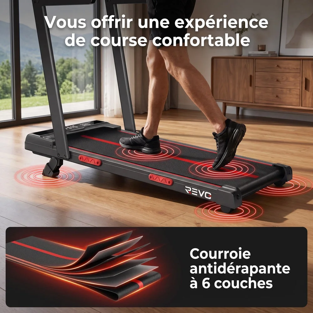 Tapis de Course Pliable REVO Vantage – Moteur 3.0HP – Inclinaison Manuelle 16% – Vitesse 1-10 km/h – Télécommande - 5