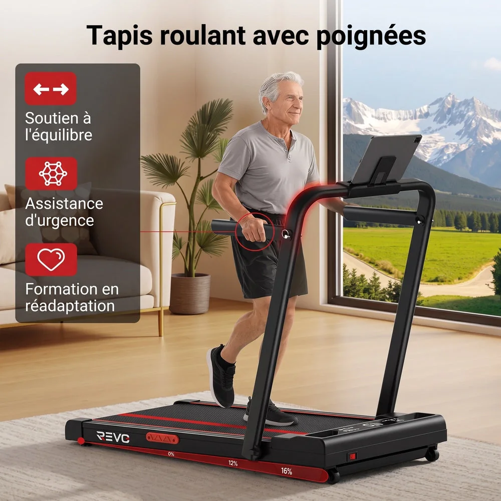 Tapis de Course Pliable REVO Vantage – Moteur 3.0HP – Inclinaison Manuelle 16% – Vitesse 1-10 km/h – Télécommande - 6