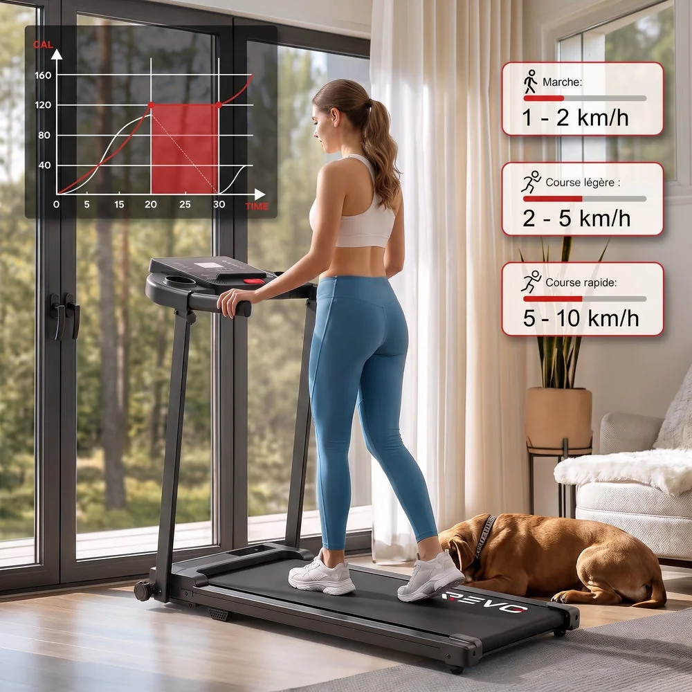 Tapis de Course Pliant REVO Pace – 10 km/h – 12 Programmes – Charge 100 kg – Écran LED - 5