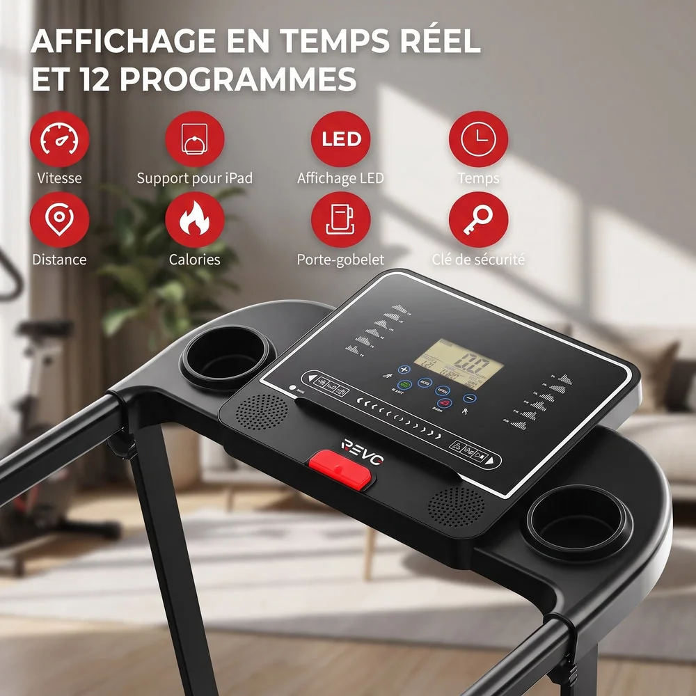 Tapis de Course Pliant REVO Pace – 10 km/h – 12 Programmes – Charge 100 kg – Écran LED - 6