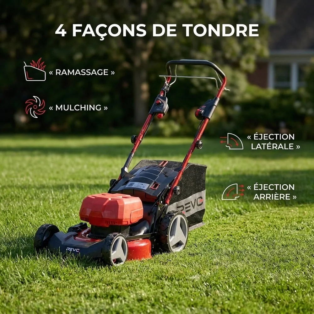 Tondeuse à Gazon sans Fil Auto-tractée REVO Force 700 – 36 V – Coupe 47 cm – 4 Batteries 4,0 Ah – Bac 75 L – Jusqu’à 700 m² - 3