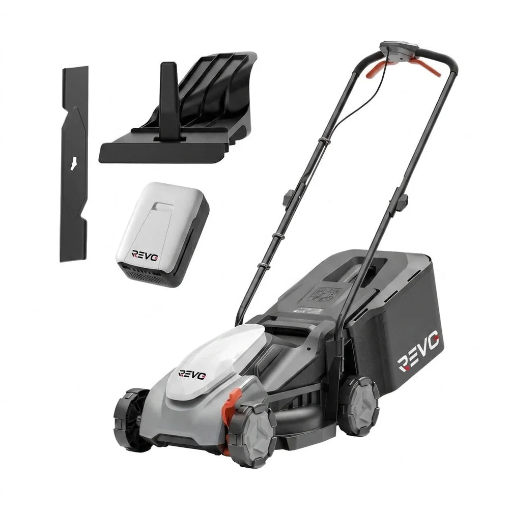 Tondeuse à Gazon sans Fil REVO Garden 300 – 20 V – 33 cm – Batterie 5,0 Ah – 5 Hauteurs de Coupe – Bac 35 L – Jusqu’à 300 m²