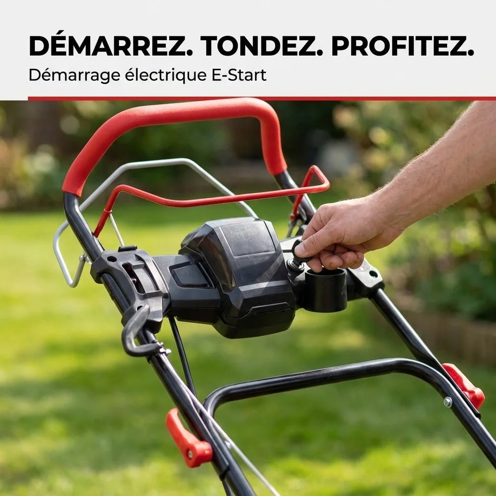 Tondeuse à Gazon Thermique Autotractée REVO Terrain 51 – 196 cm³, 51 cm, Démarrage Électrique, Hauteur de Coupe 25–75 mm, Bac 60 L, Jusqu’à 1 500 m² - 6