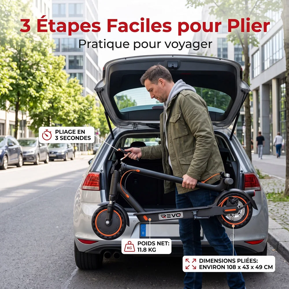 Trottinette Électrique REVO Nova – 350 W (Pointe 650 W) – Autonomie 30-35 km – Batterie 36V 7,8 Ah – Pneus 8,5" Nid d'Abeille - 3