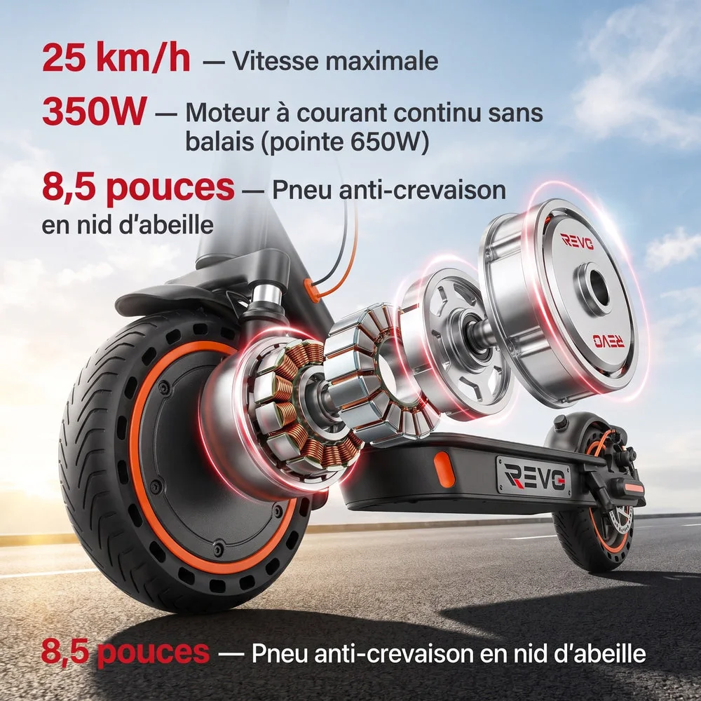 Trottinette Électrique REVO Nova – 350 W (Pointe 650 W) – Autonomie 30-35 km – Batterie 36V 7,8 Ah – Pneus 8,5" Nid d'Abeille - 4