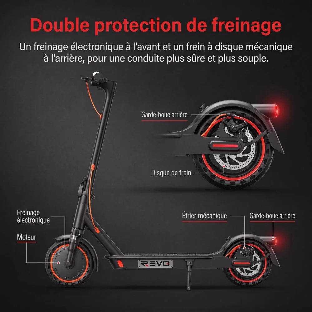 Trottinette Électrique REVO Nova – 350 W (Pointe 650 W) – Autonomie 30-35 km – Batterie 36V 7,8 Ah – Pneus 8,5" Nid d'Abeille - 5