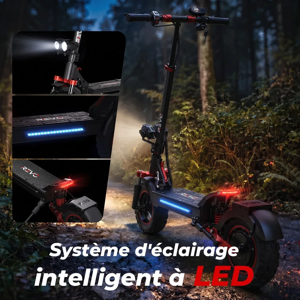 Trottinette Électrique REVO Peak – 1000 W (pointe 1200 W) – Autonomie 55 km – Batterie 48V 15Ah – Pneus 11" Tout-Terrain - 4