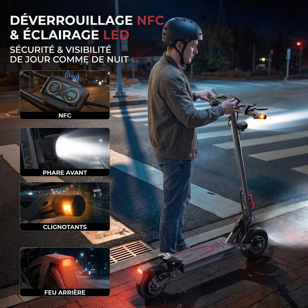 Trottinette Électrique REVO Vector – 1100 W Max. – Autonomie 70 km – Batterie 48 V 13 Ah – Pneus 10" – Suspension & NFC - 3