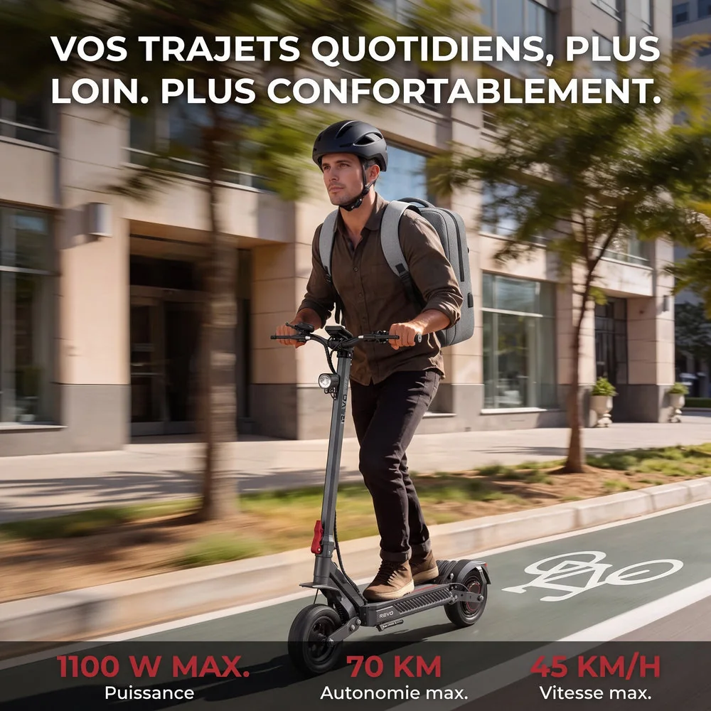 Trottinette Électrique REVO Vector – 1100 W Max. – Autonomie 70 km – Batterie 48 V 13 Ah – Pneus 10" – Suspension & NFC - 4
