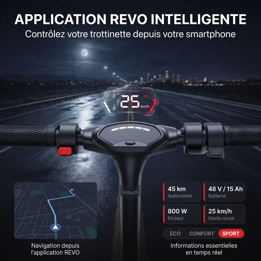 Trottinette Électrique REVO Voltis – 250 W – Autonomie 25 km – Batterie 36 V 5,2 Ah – Pneus 8" - 5