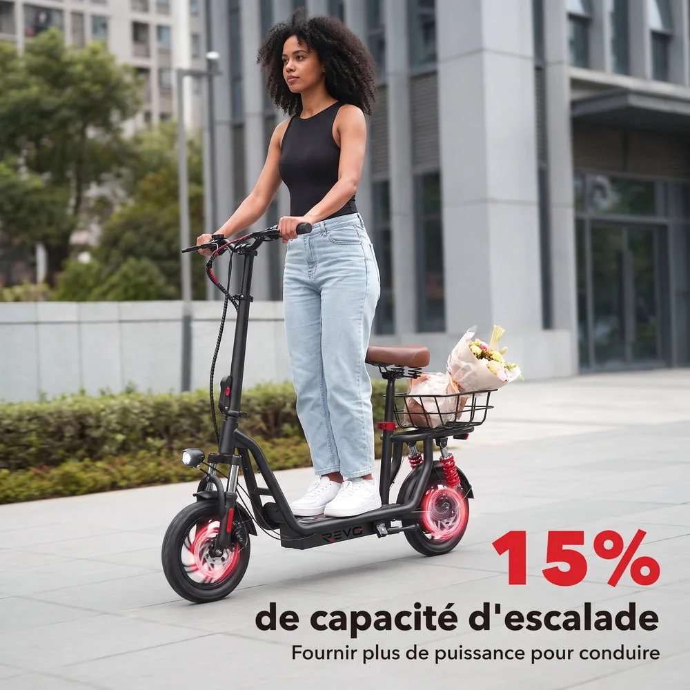Trottinette Électrique REVO Zenith – 500 W – Autonomie 35 km – Batterie 36V 7,5Ah – Pneus 12" – Avec Siège - 4