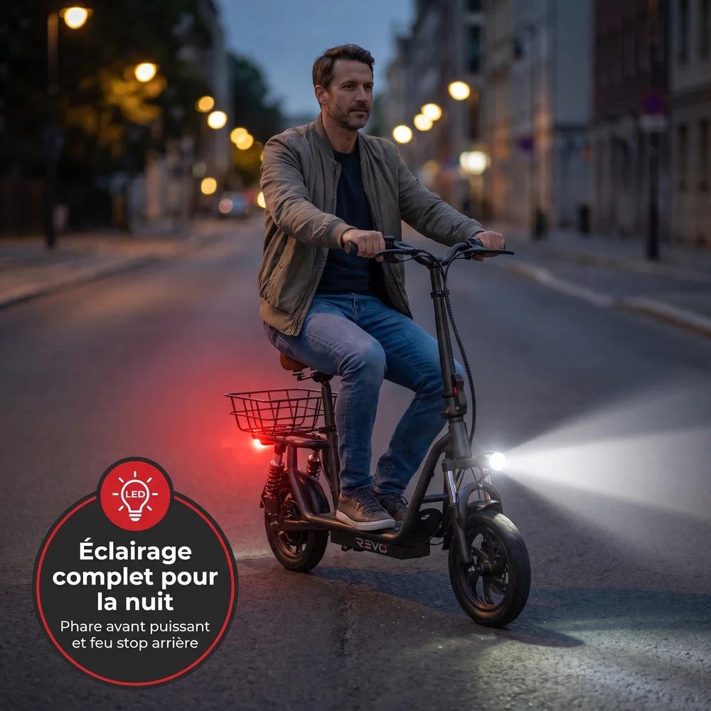 Trottinette Électrique REVO Zenith – 500 W – Autonomie 35 km – Batterie 36V 7,5Ah – Pneus 12" – Avec Siège - 5