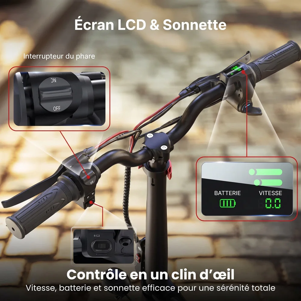 Trottinette Électrique REVO Zenith – 500 W – Autonomie 35 km – Batterie 36V 7,5Ah – Pneus 12" – Avec Siège - 6
