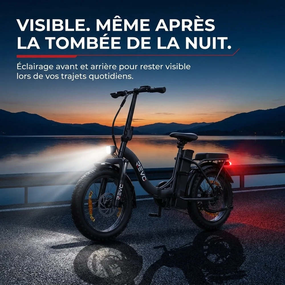Vélo Électrique Pliable REVO Cargo – 250 W – Autonomie jusqu’à 80 km – Batterie 468 Wh – Pneus Fat 20 × 3.0″ - 3