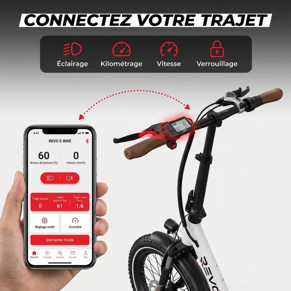 Vélo Électrique Pliable REVO Flex – 250W – Batterie 48V 17Ah – Autonomie jusqu’à 120 km – Pneus 20″ x 3.0″ - 6