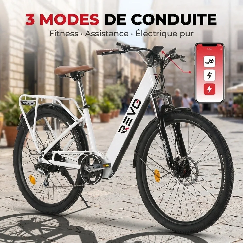 Vélo Électrique REVO Citya – 250 W – Autonomie 80 km – Batterie 36 V 10 Ah – 26" – Panier & Porte-Bagages - 4