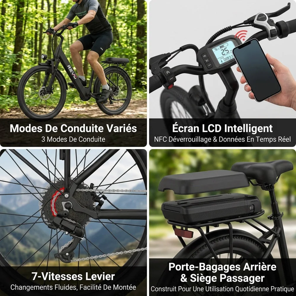 Vélo Électrique REVO Horizon 24 – 250 W – Autonomie jusqu’à 40 km – Batterie 36 V 10 Ah – 7 Vitesses - 6