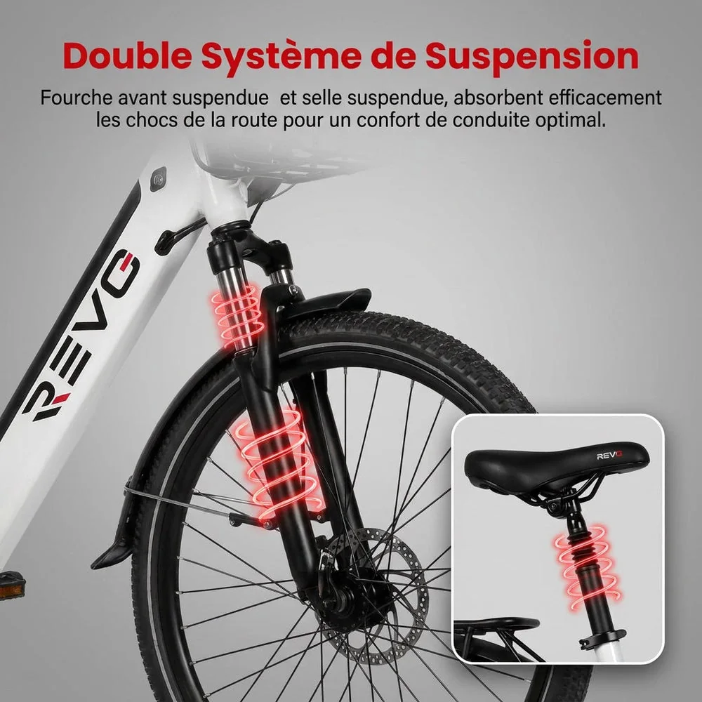 Vélo Électrique REVO Metro – 26″ – Moteur 500 W – Batterie 36 V 15 Ah – Shimano 7 Vitesses – Fourche Suspendue - 4