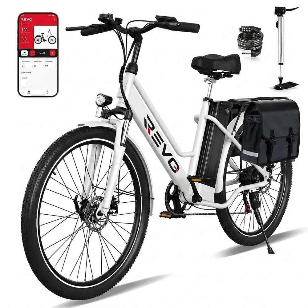 Vélo Électrique REVO Nomad 26″ – Moteur 250W – Autonomie 35–90 km – Batterie Amovible 36V 10,4Ah – 7 Vitesses – Freins à Disque