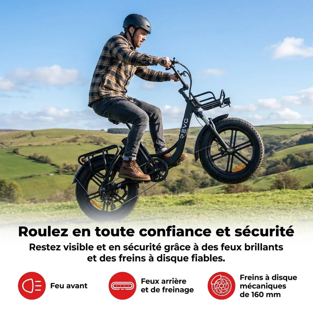 Vélo Électrique Fat Bike REVO Terra Boost – 250 W – Autonomie jusqu’à 126 km – Batterie 48 V 13 Ah – Couple 75 Nm – Pneus 20" x 4" - 4