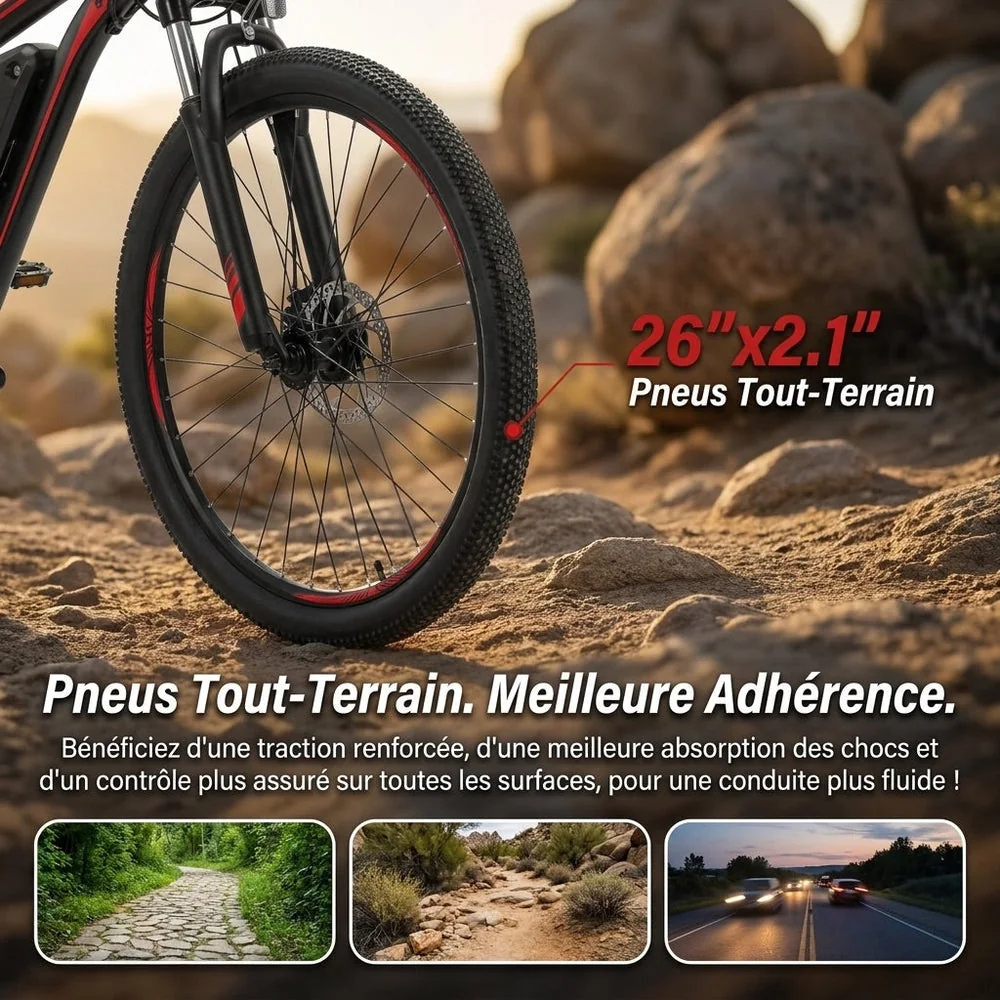 Vélo Électrique VTT REVO Ridge 65 – 250 W – Autonomie jusqu’à 65 km – Batterie Amovible 13 Ah – 21 Vitesses – Pneus 26"** - 5