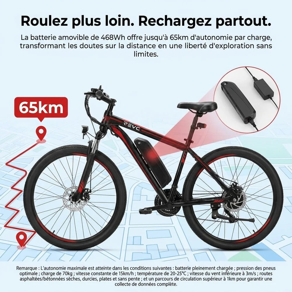 Vélo Électrique VTT REVO Ridge 65 – 250 W – Autonomie jusqu’à 65 km – Batterie Amovible 13 Ah – 21 Vitesses – Pneus 26"** - 6